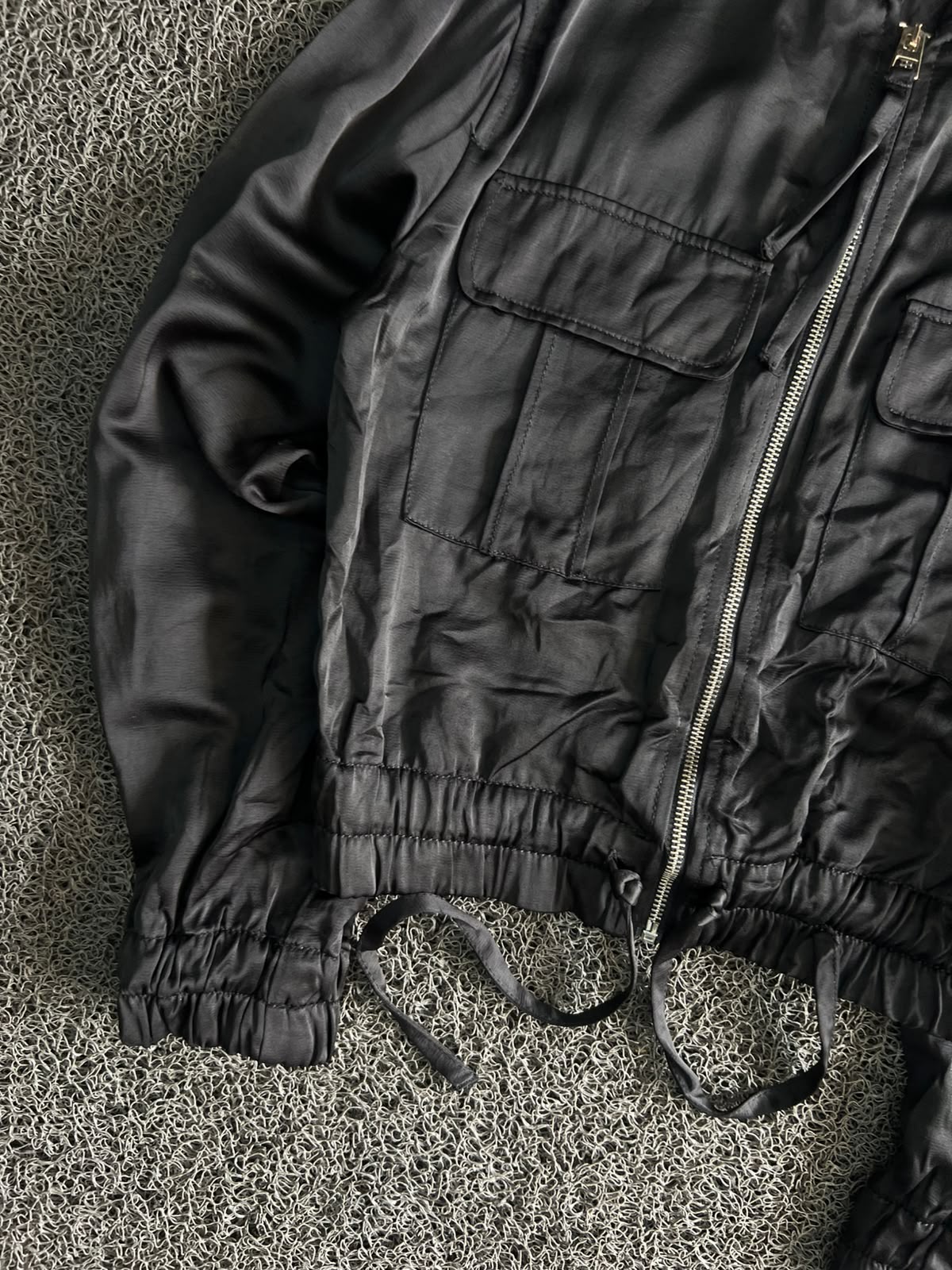 Bershka Black Utility Bomber Jacket – Zip-Up Cargo Style | Vintage