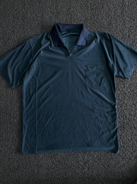 Vintage Half-Zip Polo T-Shirt with Chest Pocket ⚠️ Zip Damage