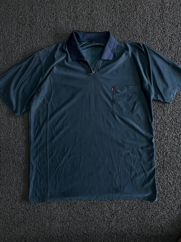Vintage Half-Zip Polo T-Shirt with Chest Pocket ⚠️ Zip Damage