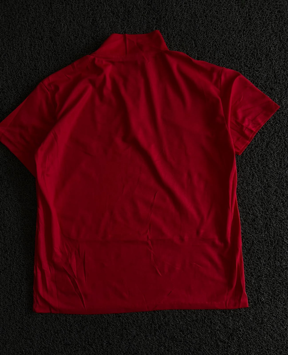 Vintage Red Collar Polo T-Shirt with Chinese Graphic Print – Thriftwear