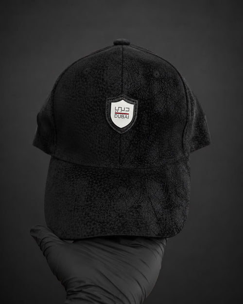 Black Dubai Shield Patch Textured Baseball Cap