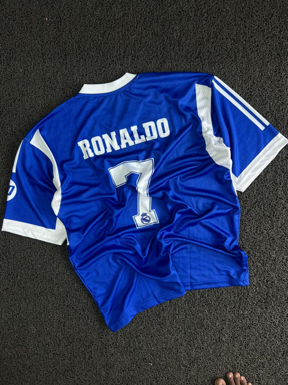 Real Madrid Blue Ronaldo #7 Premium Football Five Sleeve Jersey