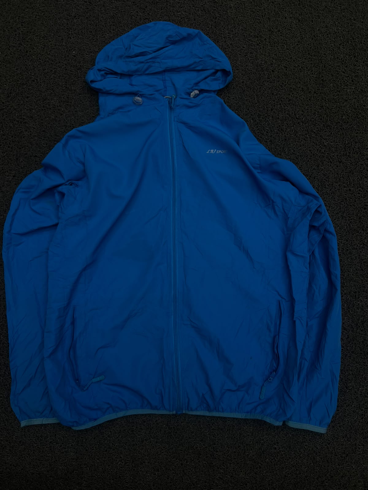 Blue Hooded Lightweight Sports Jacket with Zip Pockets ⚠️ Small Damage