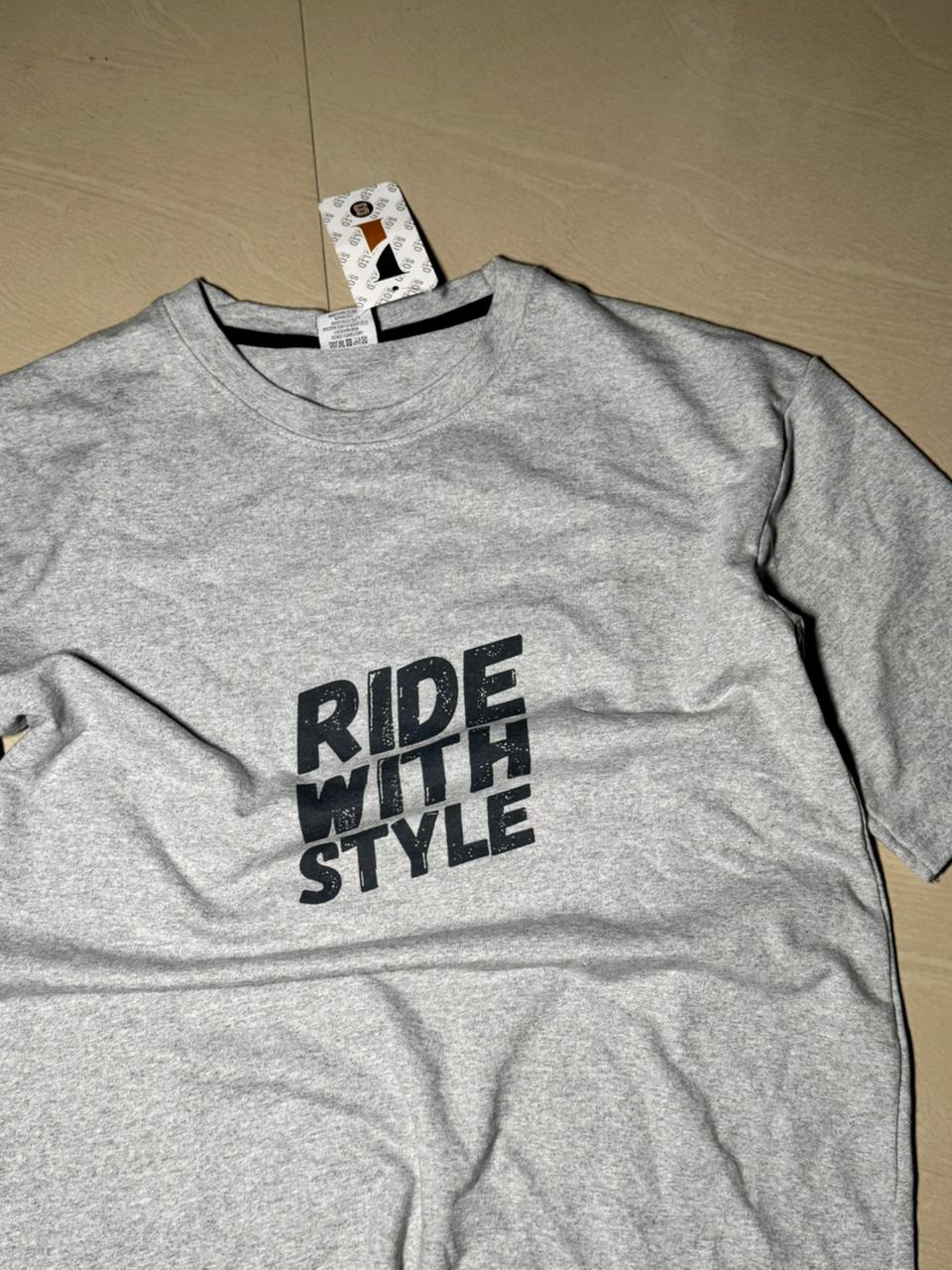 Ride With Style Graphic Grey T-Shirt