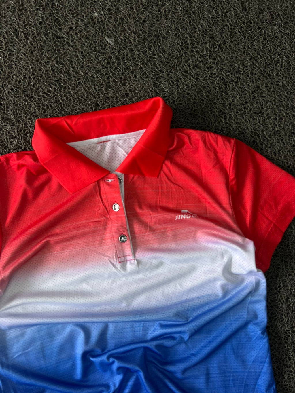 Men's Red White Blue Gradient Performance Polo T-Shirt