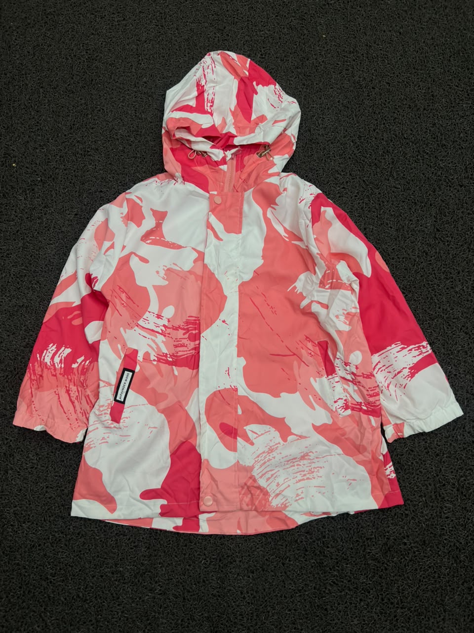 Pink Abstract Print Hooded Rain Jacket | Lightweight Zip-Up Windbreaker
