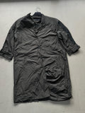 Black Oversized Half Sleeve Utility – Lightweight Button-Up Casual Jacket with Dual Pockets