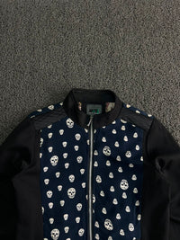 Skull Print Quilted Panel Zip-Up Jacket – ⚠️ Small Damage