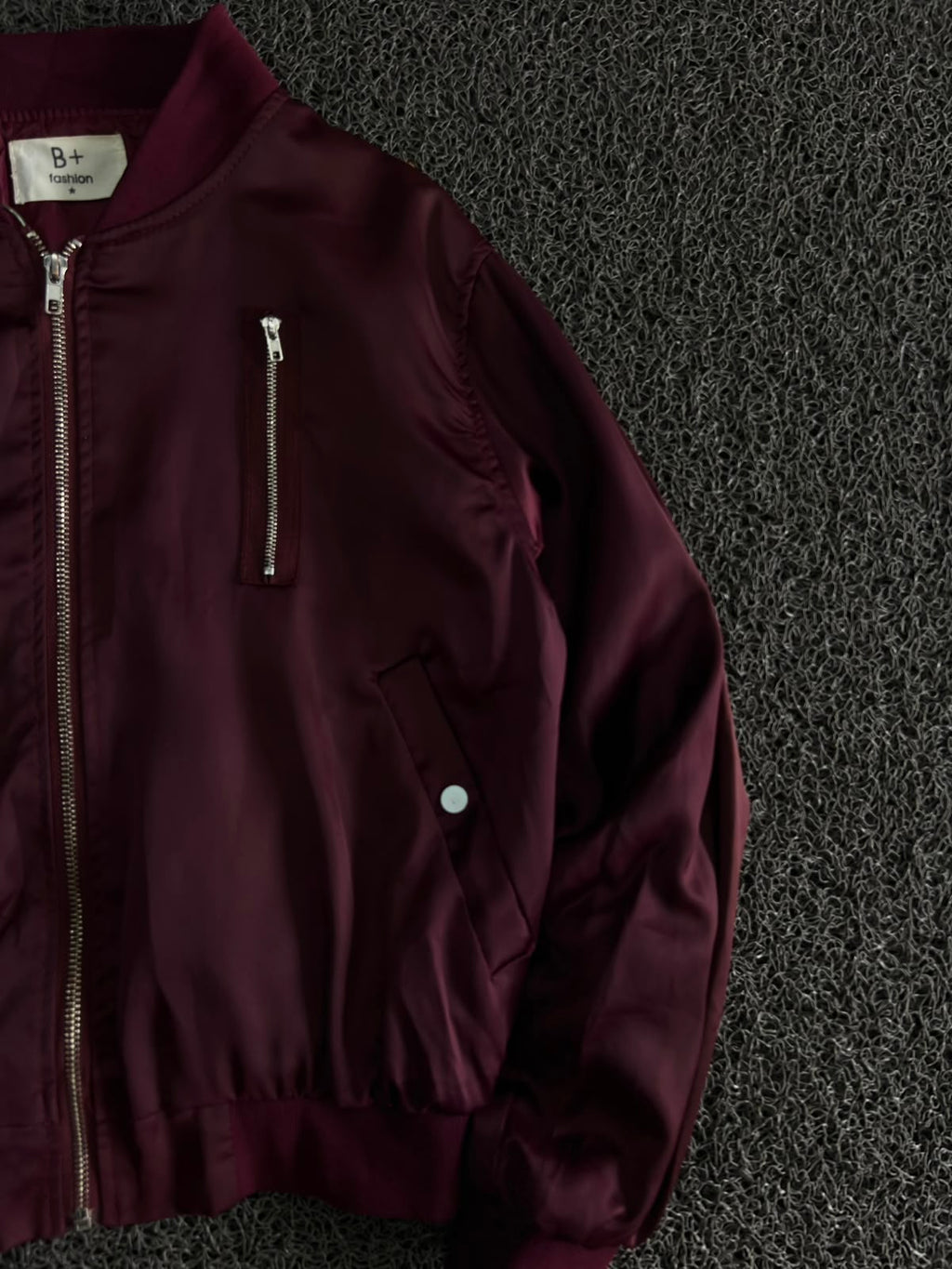Bomber Jacket with Front Zip & Utility Pocket
