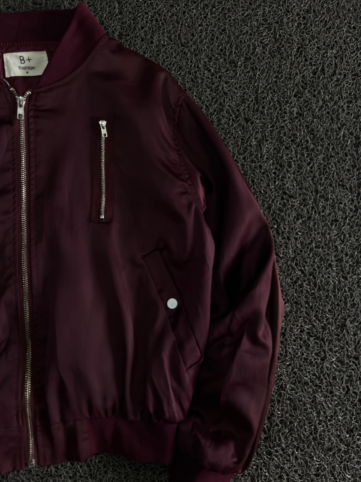 Bomber Jacket with Front Zip & Utility Pocket