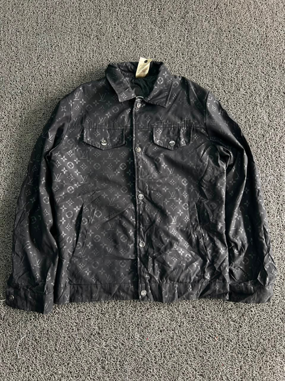 Black Monogram Printed Button-Up Jacket
