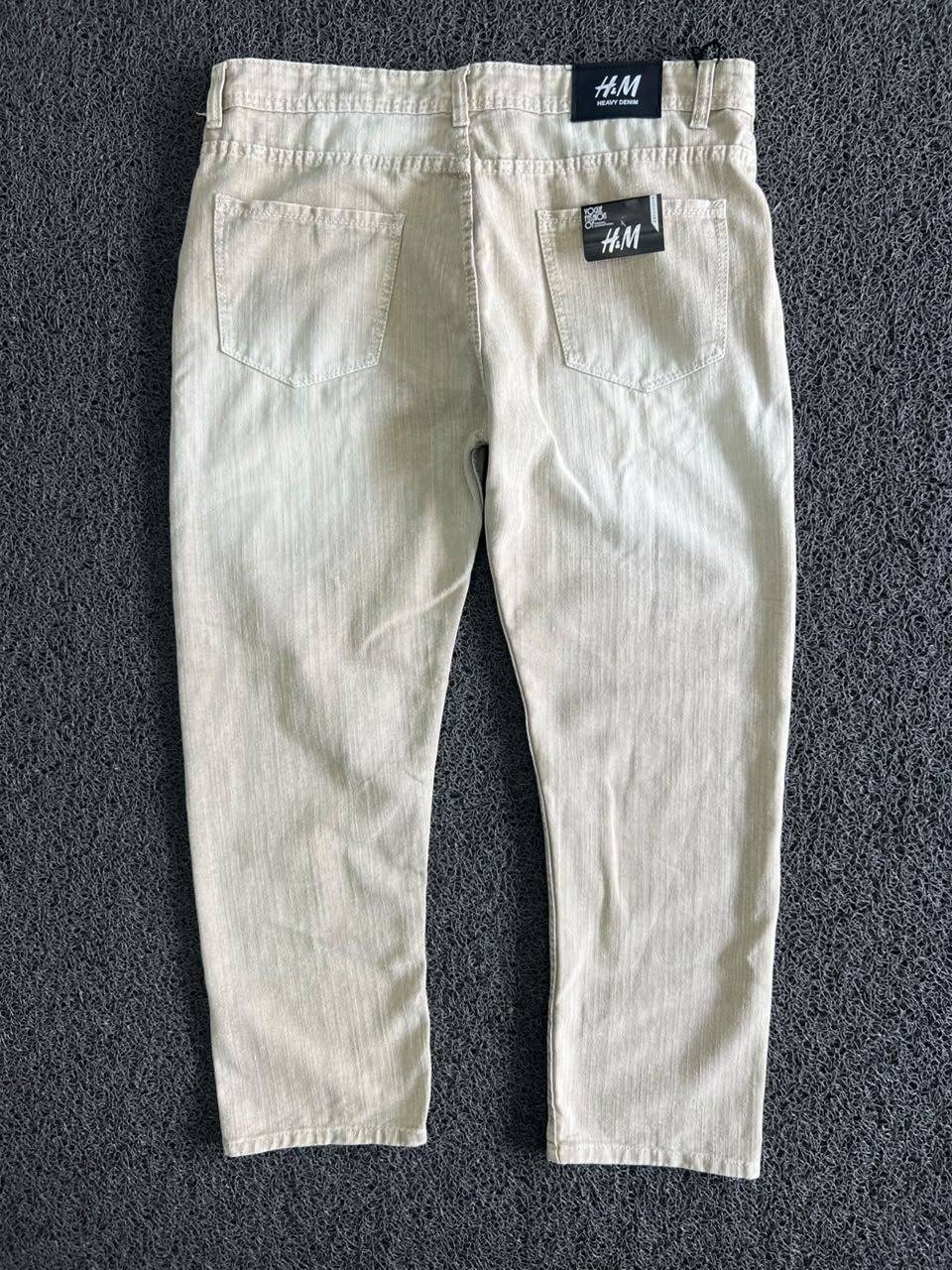 Men's Light Beige Washed Slim Fit Denim Jeans
