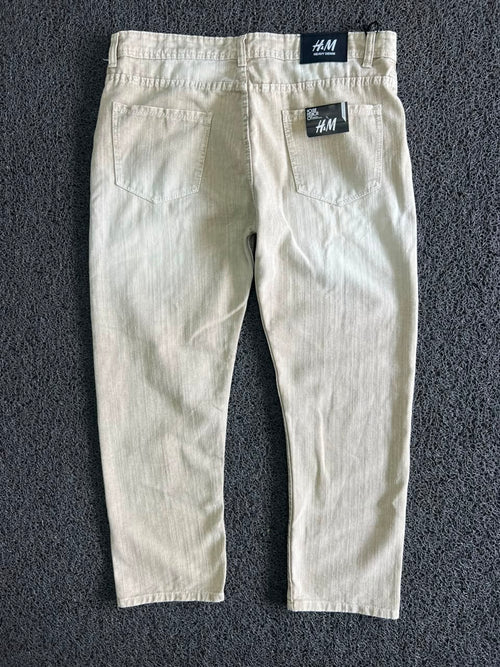 Men's Light Beige Washed Slim Fit Denim Jeans