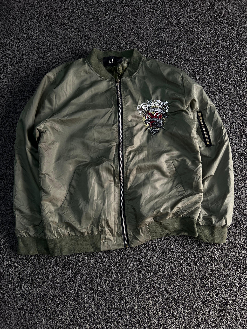 Men's Embroidered Bomber Jacket – Lightweight Zip-Up Casual Outerwear