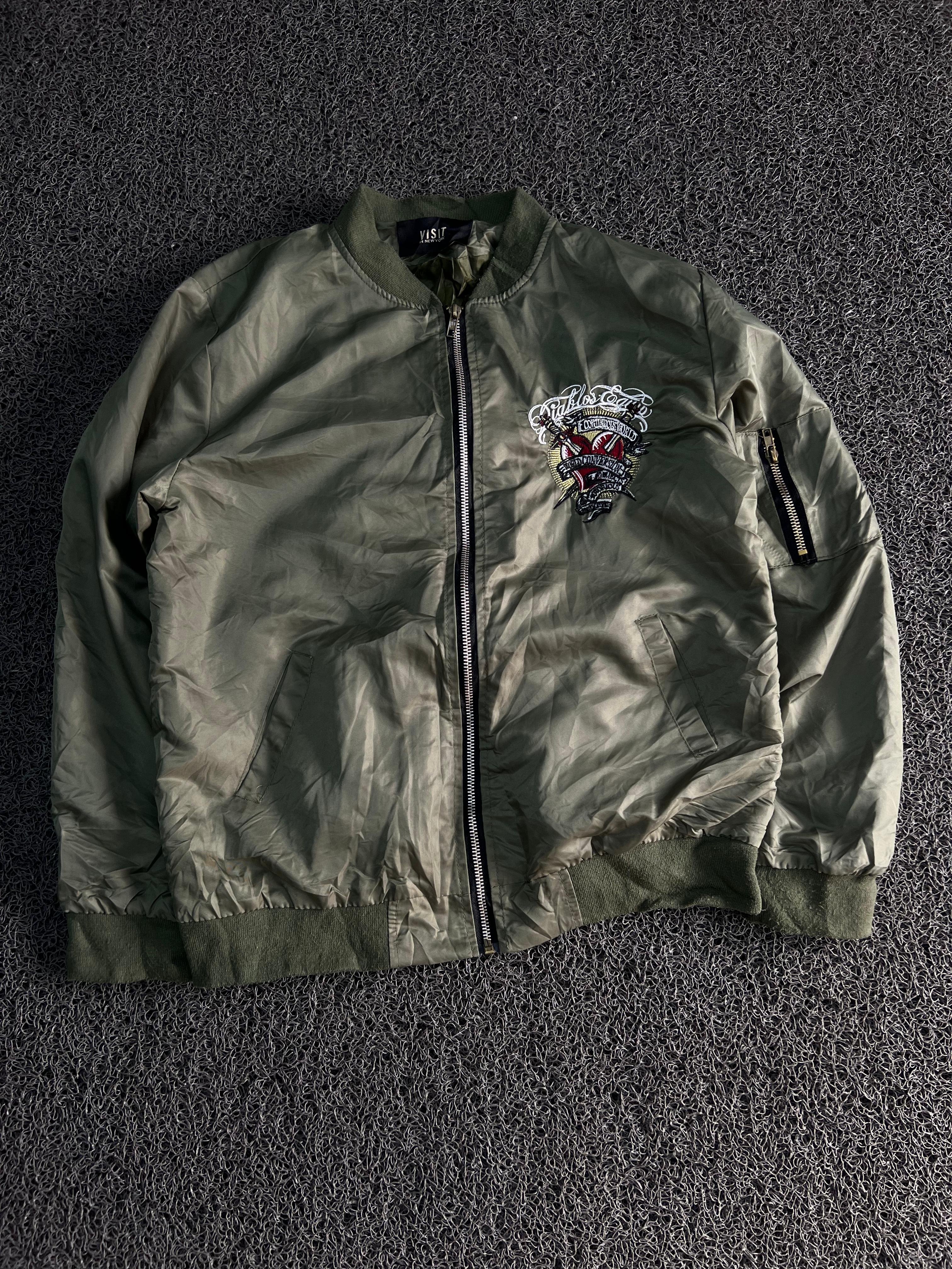 Men's Embroidered Bomber Jacket – Lightweight Zip-Up Casual Outerwear