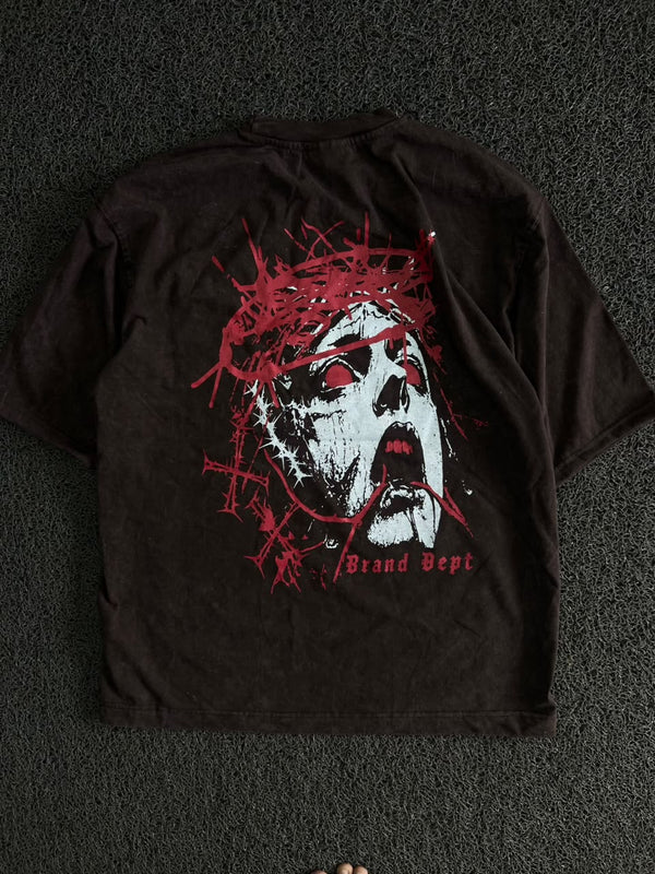 Brand Dept Graphic Skull Back Print T-Shirt