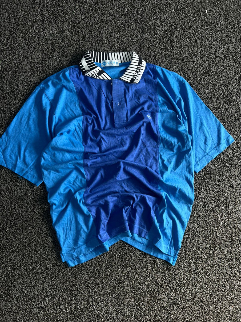 Blue Color Block Pocket Polo T-Shirt
