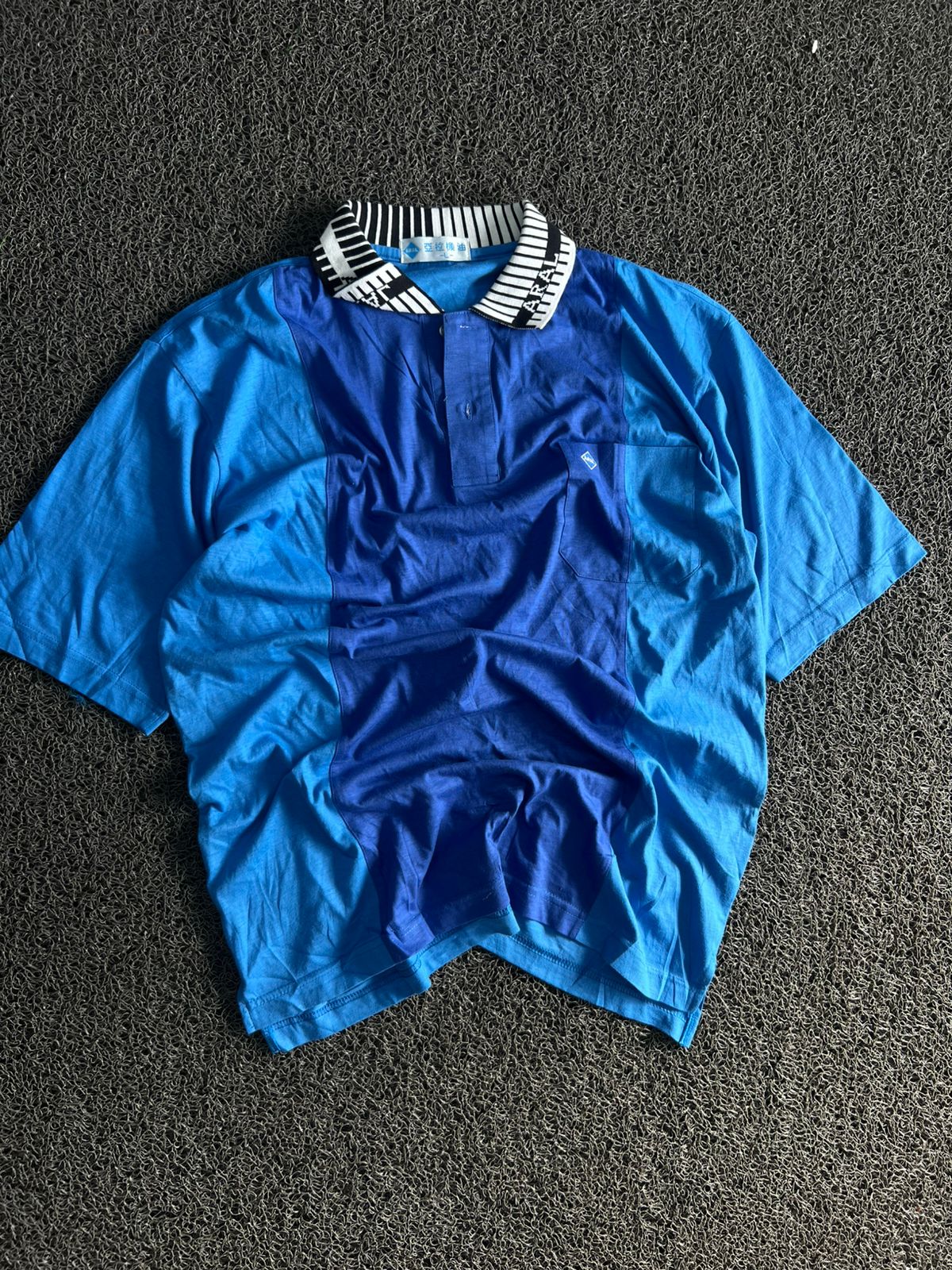 Blue Color Block Pocket Polo T-Shirt