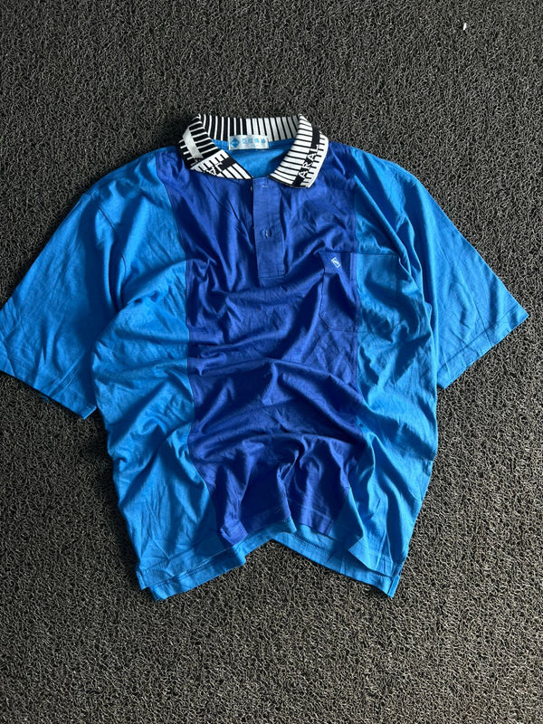 Blue Color Block Pocket Polo T-Shirt