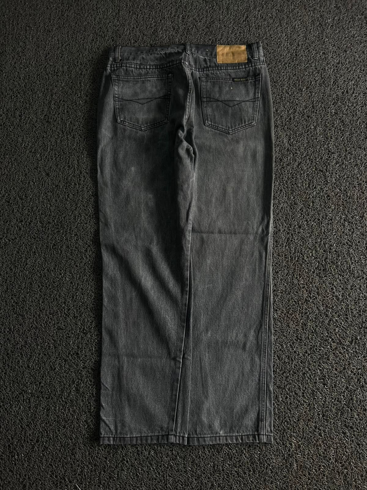 Vintage Washed Black Wide Leg Denim Jeans
