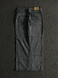 Vintage Washed Black Wide Leg Denim Jeans