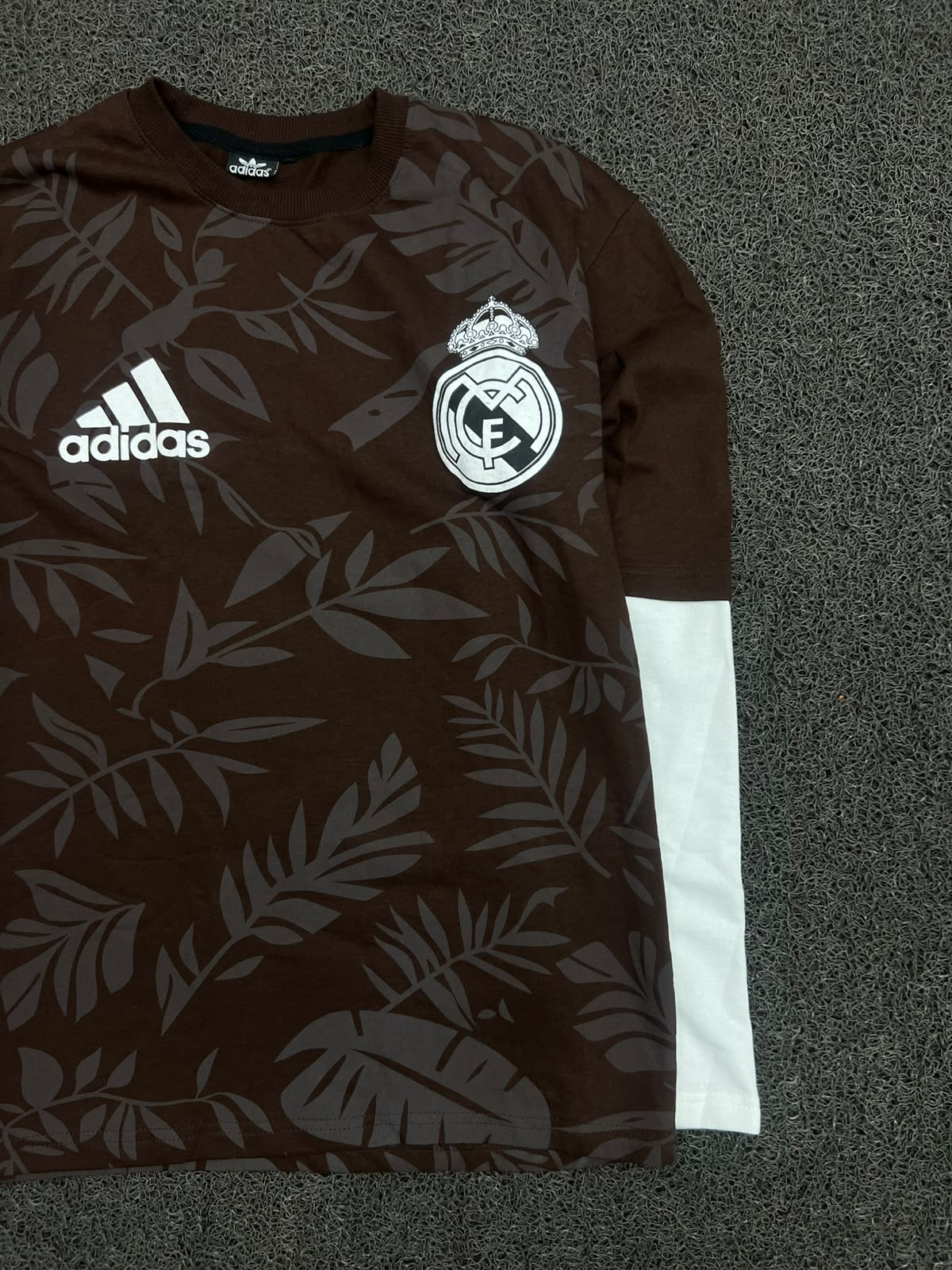 Adidas Real Madrid Brown Floral Print Dr-Sleeve T-Shirt