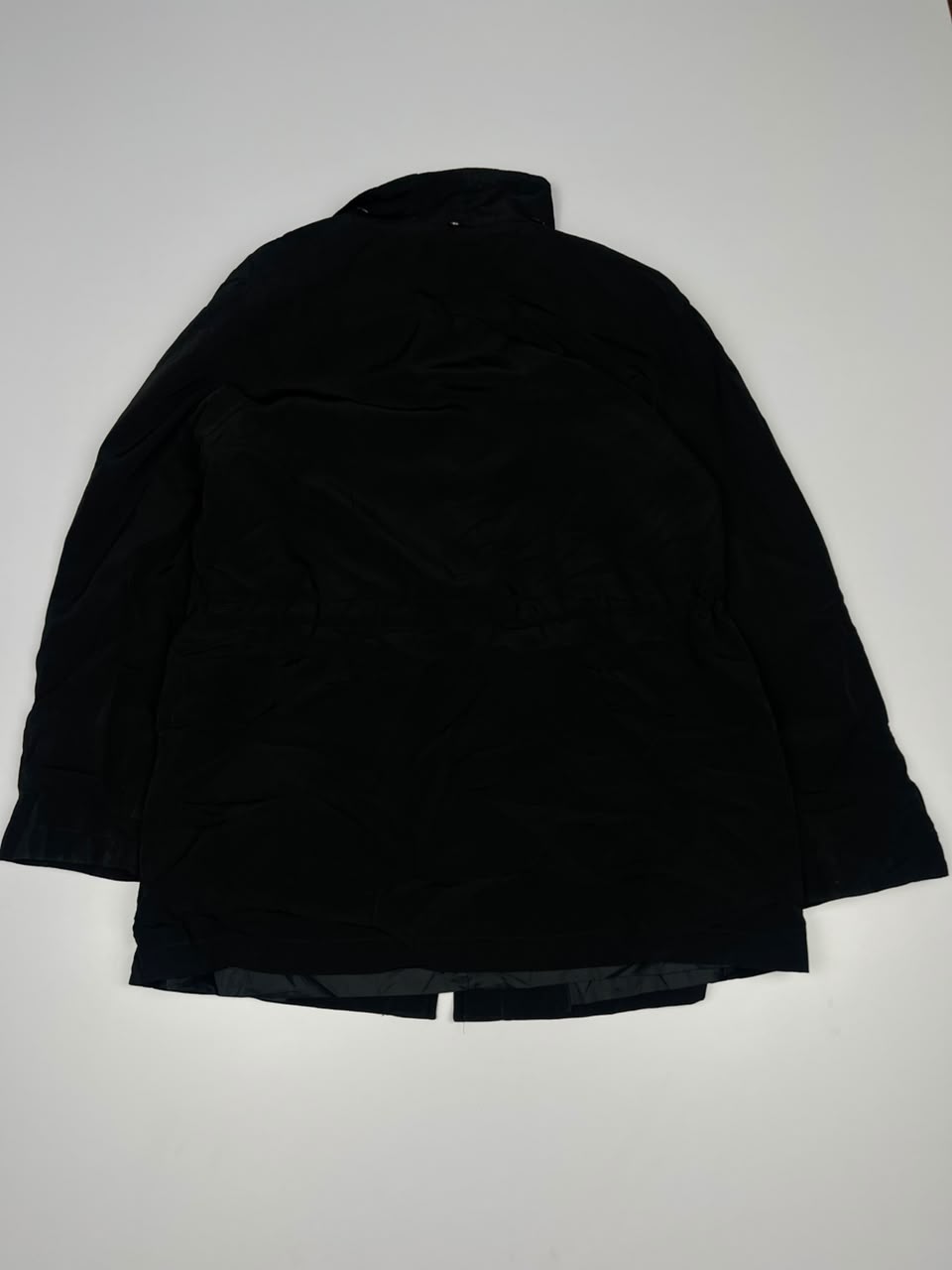 Vintage Zip-Up Jacket with Wide Collar and Button Cuff Details