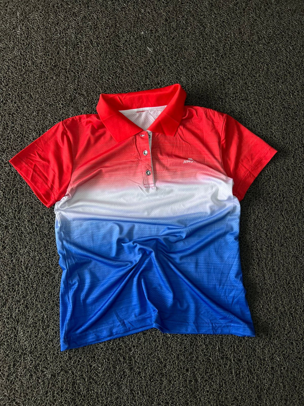 Men's Red White Blue Gradient Performance Polo T-Shirt