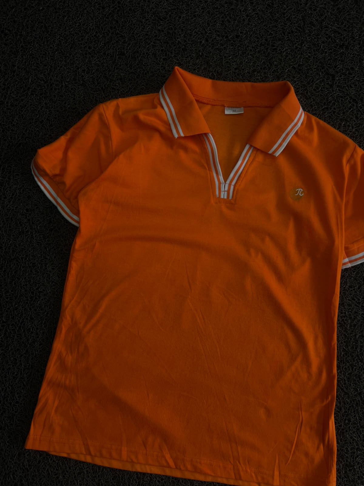 Orange Striped Collar Polo T-Shirt