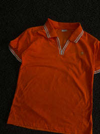 Orange Striped Collar Polo T-Shirt