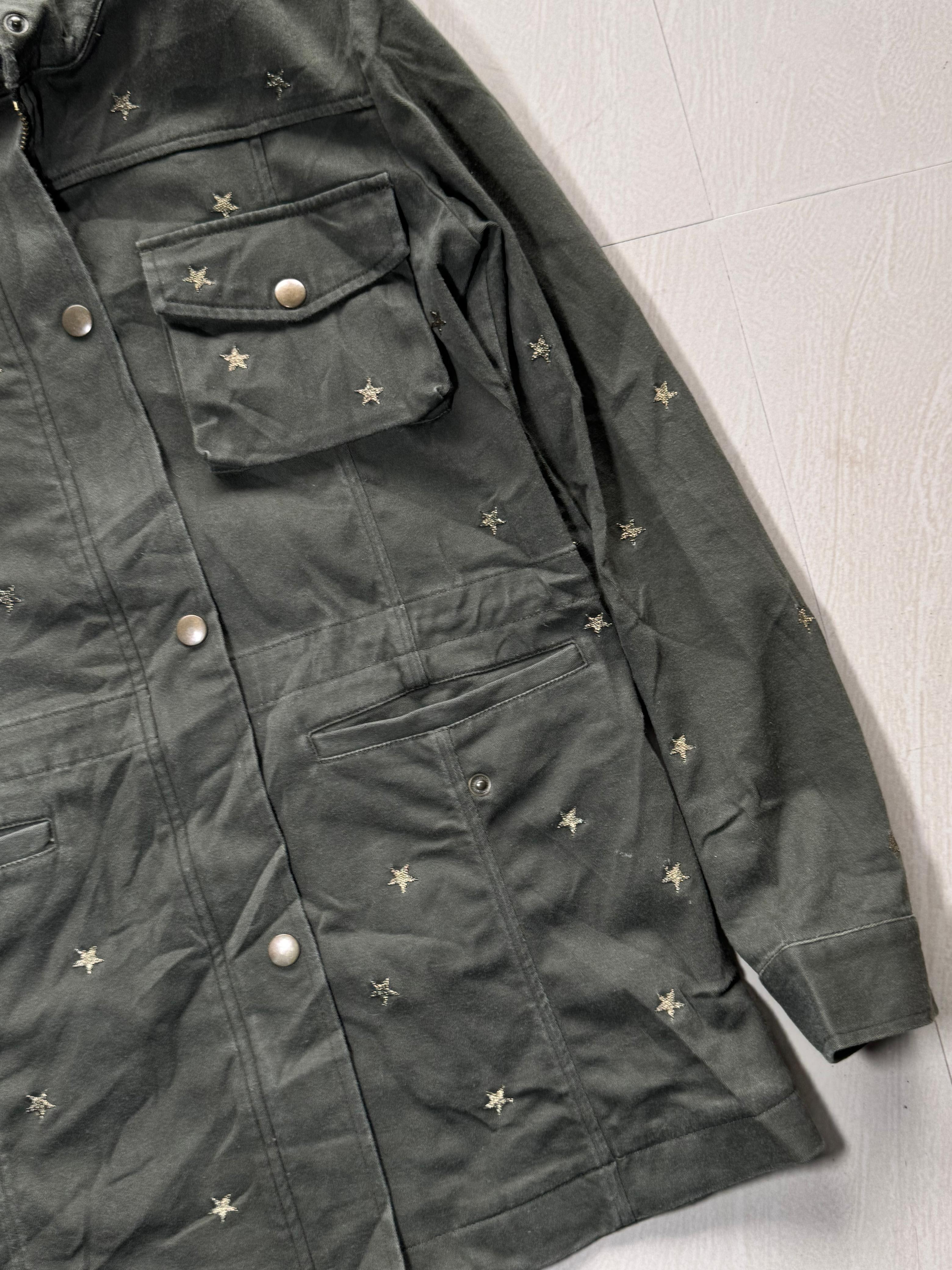 Star Embroidered Multi-Pocket Utility Jacket