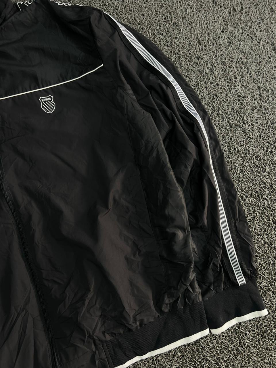 Black & White Lightweight Track Jacket – Full Zip Athletic Windbreaker