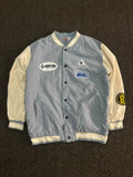 Varsity Bomber Jacket with Embroidered Patches – Snap Button Casual Jacket
