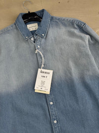 Men's Ombre Wash Denim Button-Down Shirt – Blue