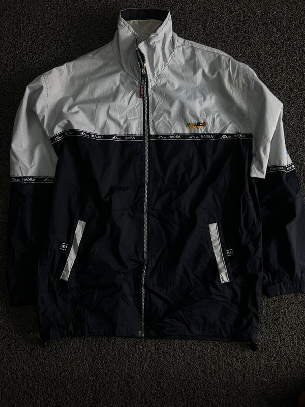 Vintage Black & White Colorblock Sports Windbreaker Jacket – Thriftwear