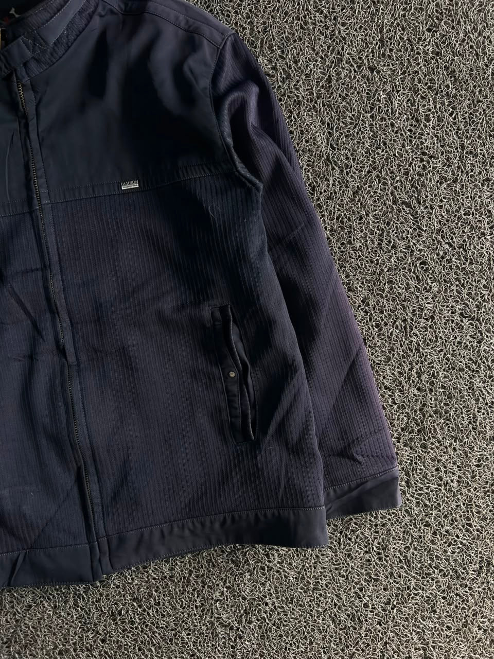 Vintage Full Zip Navy Jacket – Stand Collar