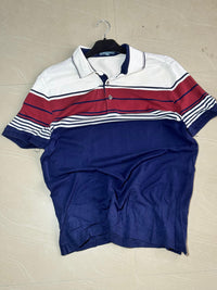 Vintage Red White & Navy Striped Polo T-Shirt
