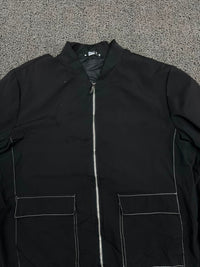 Minimalist Black Utility Zip Jacket with Contrast Stitching