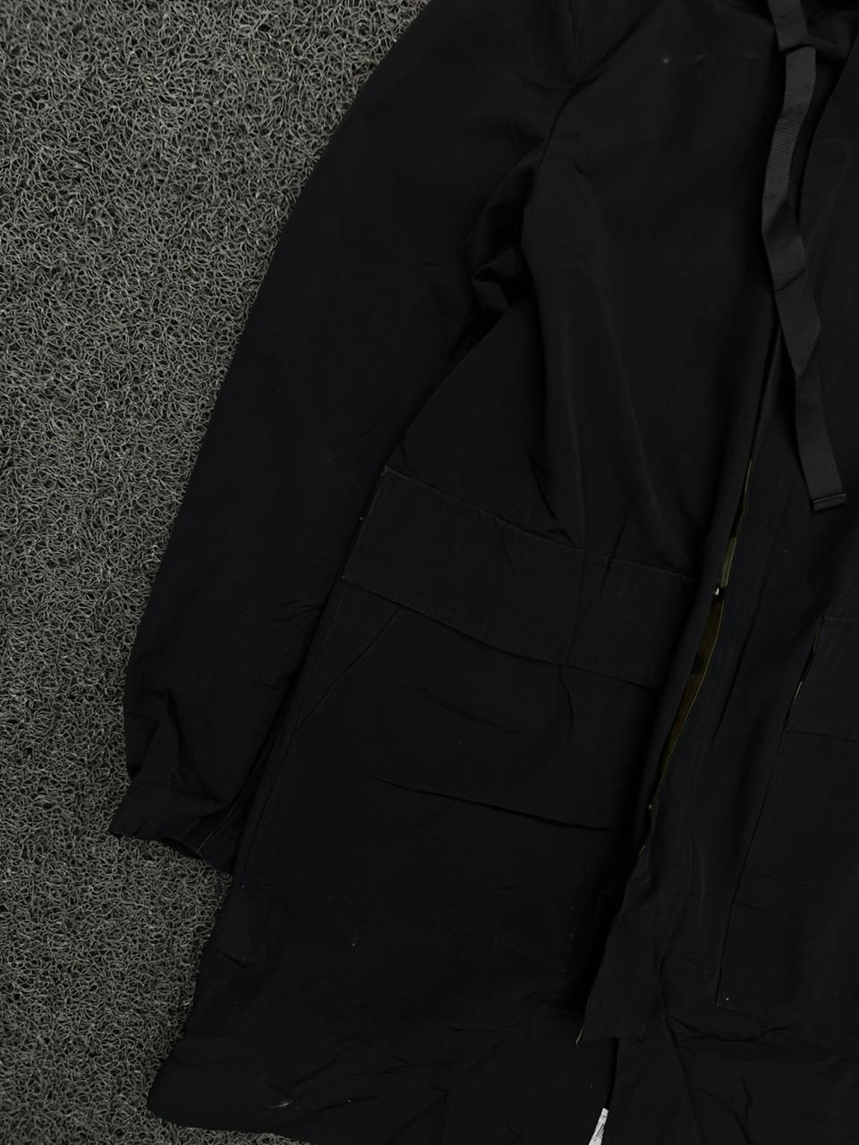 Black Hooded Utility Parka Jacket – No Zip &  Front Buttons Available