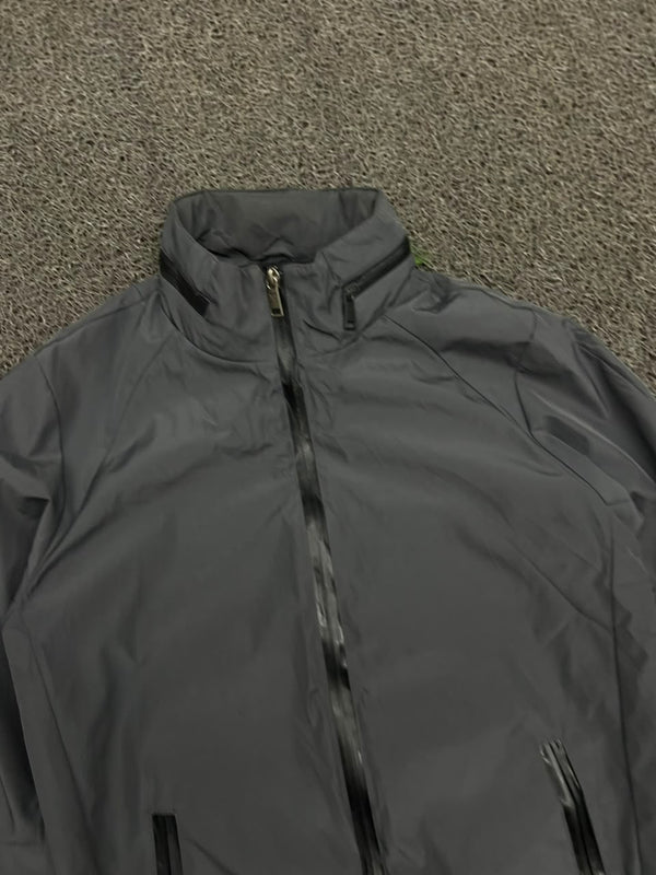 Men's Charcoal Grey Lightweight Full-Zip Windbreaker Jacket