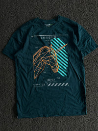 Dark Teal “Cyber Space” Geometric Horse Graphic T-Shirt