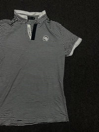 Striped Half-Zip Polo T-Shirt with Collar