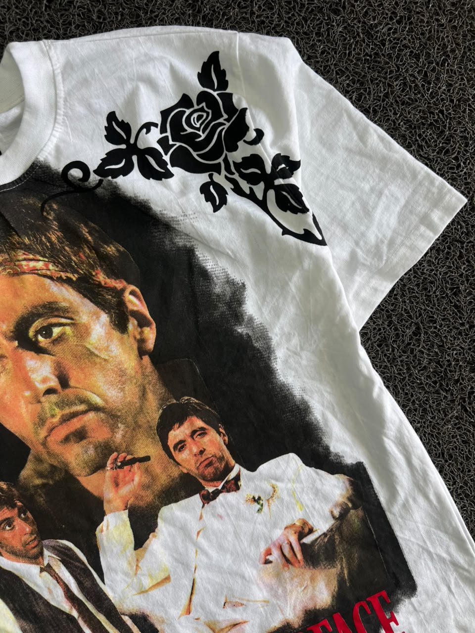 White Scarface Movie Graphic Print Oversized T-Shirt
