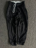 Classic Black Elastic Cuff Track Pants – Lightweight Casual Joggers