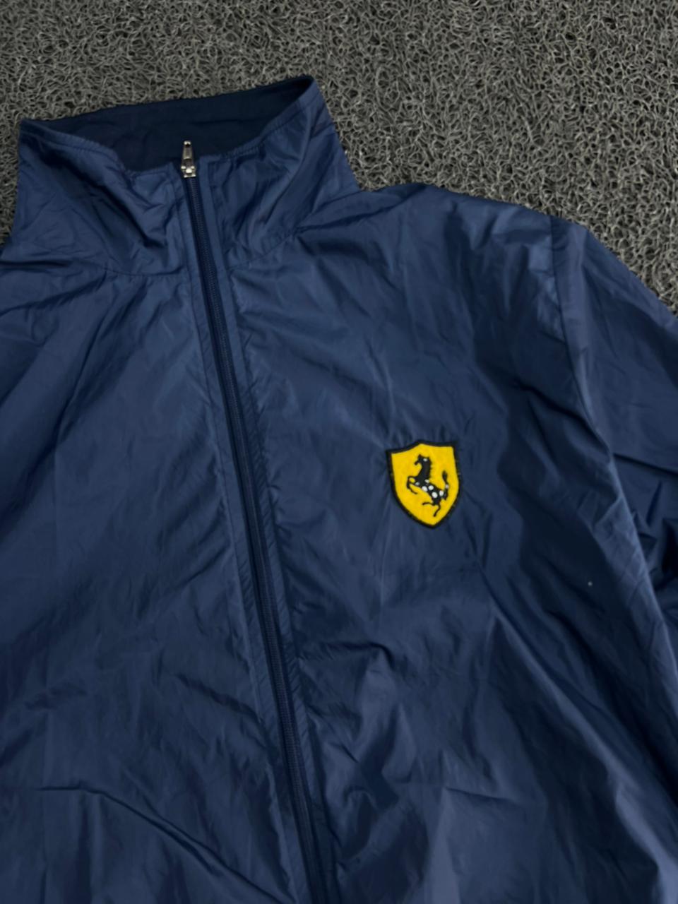 Ferrari Navy Blue Lightweight Zip-Up Track Jacket – Premium Motorsport Windbreaker