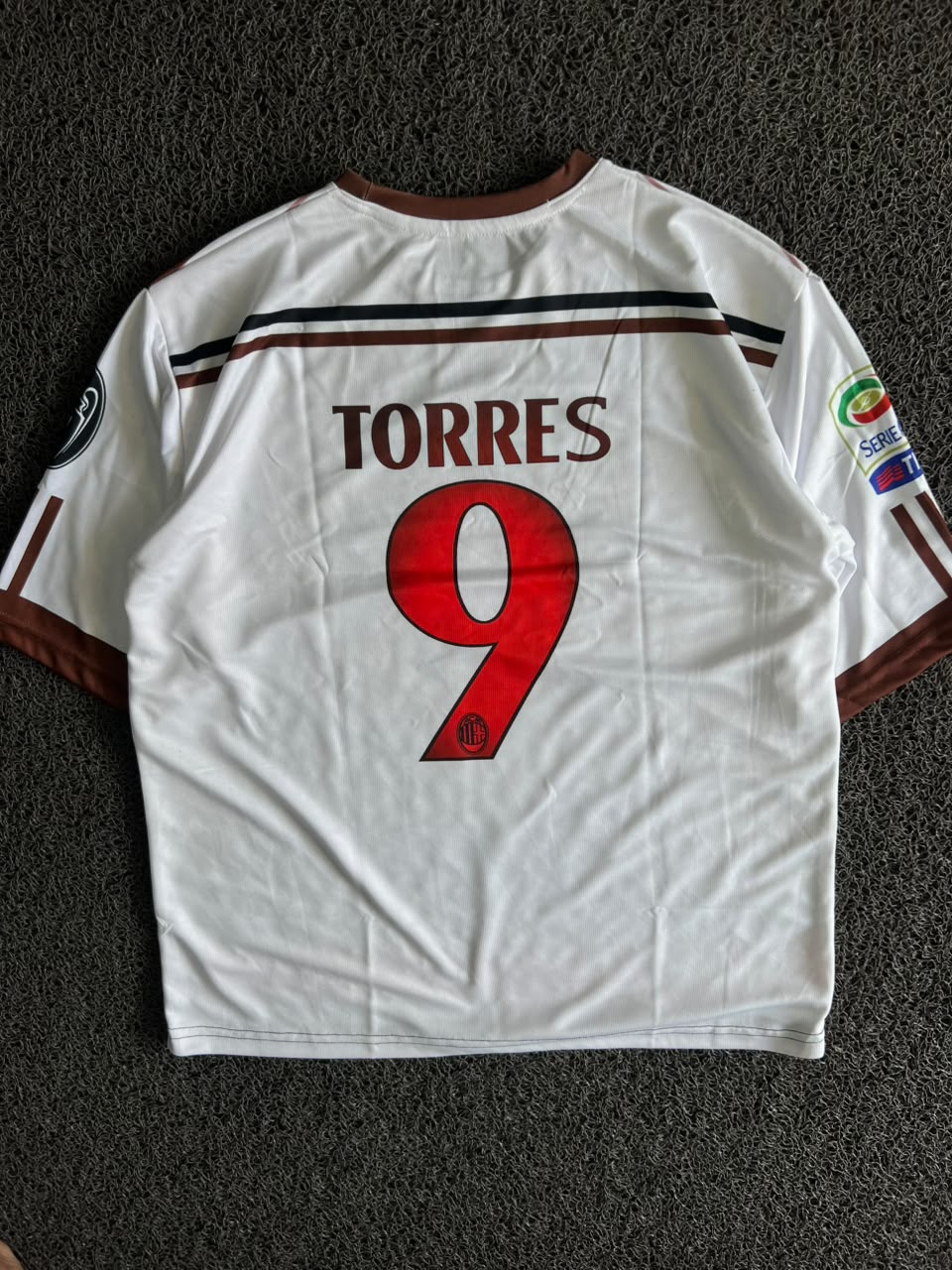 AC Milan Torres #9 White Away Football Five Sleeve Jersey – Adidas | Emirates Fly Bett