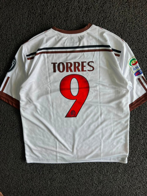 AC Milan Torres #9 White Away Football Five Sleeve Jersey – Adidas | Emirates Fly Bett