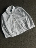 Men's White Micro-Stripe Zip-Up Harrington Jacket(⚠️Small Stain)
