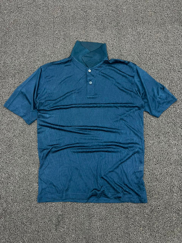Vintage Teal Blue Short Sleeve Polo Shirt