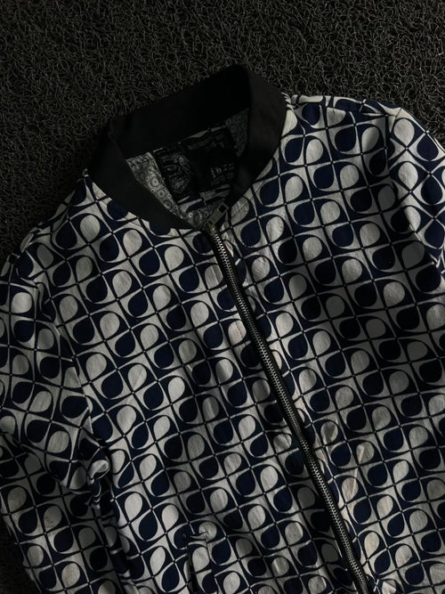 Geometric Print Bomber Jacket – Full Zip Casual Lightweight Jacket